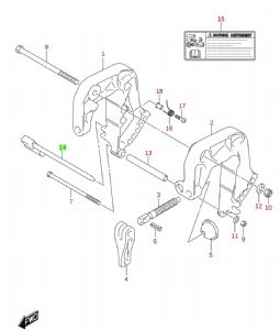Suzuki Tilt lock pin DF4A,DF5A & DF6A 45420-97L00-000 (click for enlarged image)